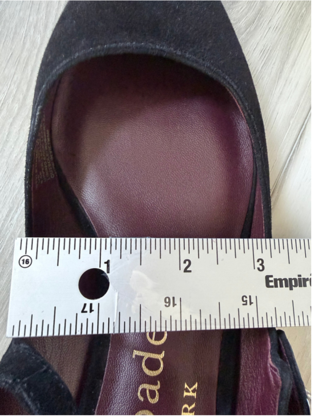 Kate Spade Meg Suede Mary Jane Flats Black Pointed Toe Crystal Size 9.5B K4994 - Picture 9 of 11